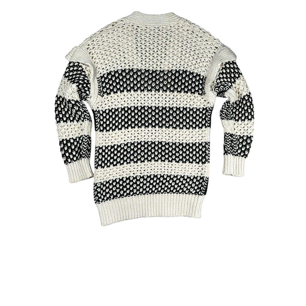 IRO Black & White Open Weave V-Neck Sweater - Picture 5 of 10